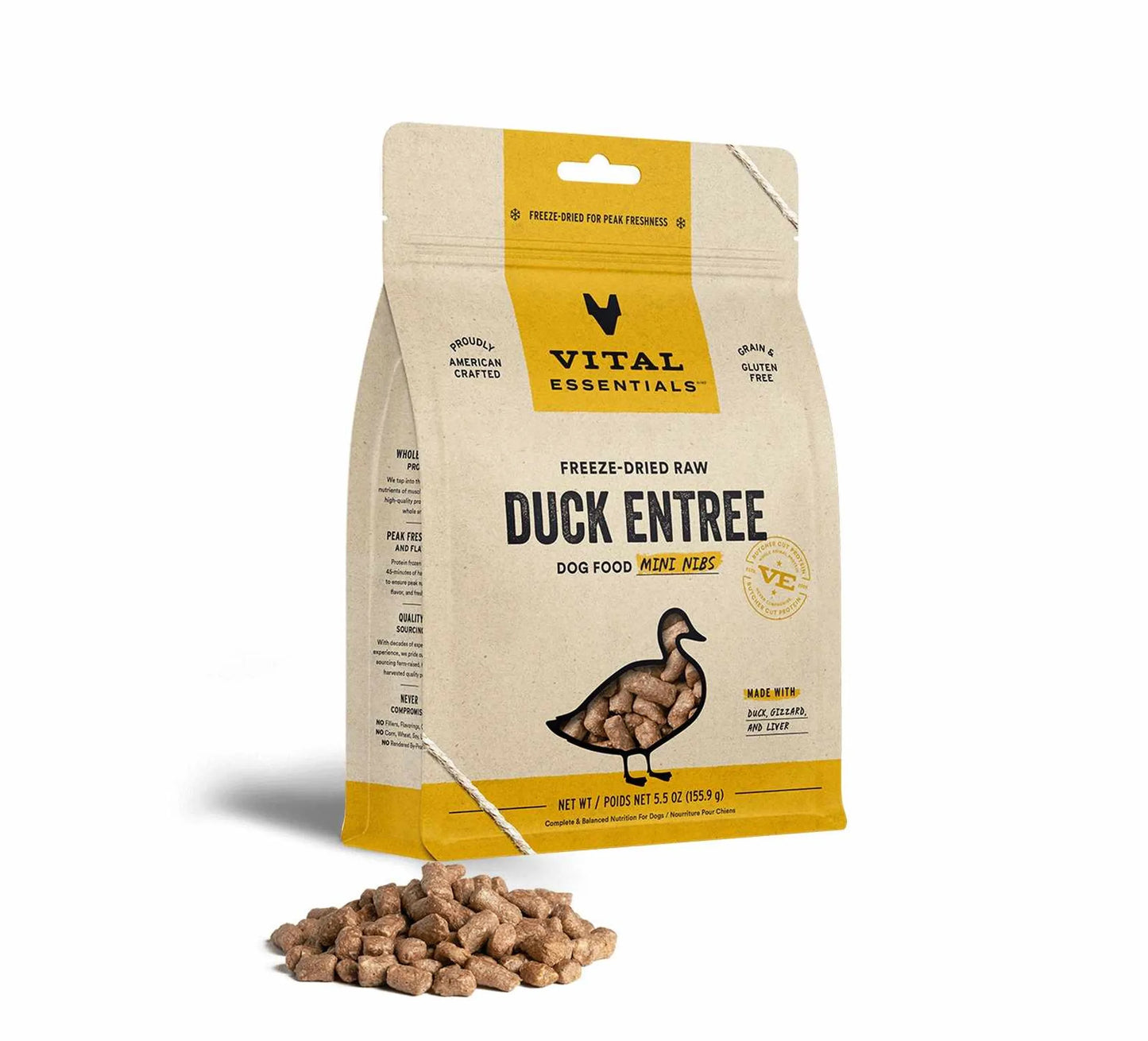 Vital Essentials(R) Freeze - Dried Raw Duck Entree Dog Food Mini Nibs, - Everpeakgoods