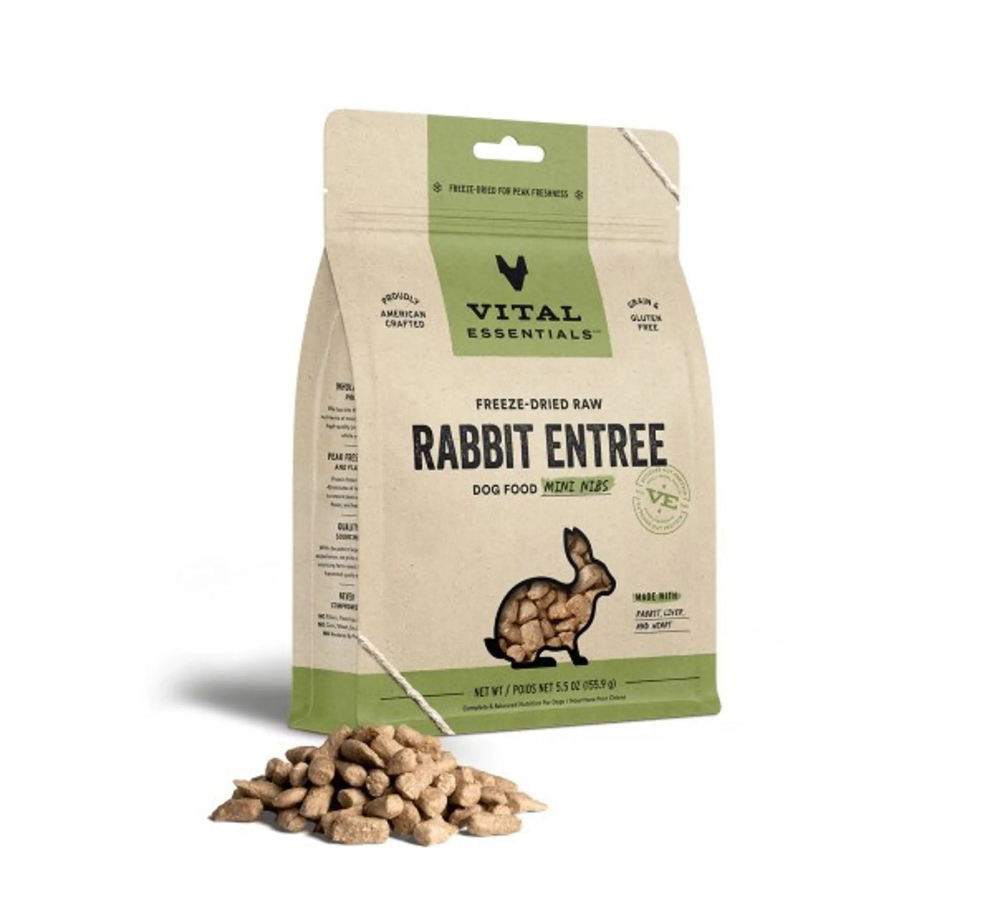 Vital Essentials(R) Freeze - Dried Raw Rabbit Entree Dog Food Mini Nibs, - Everpeakgoods
