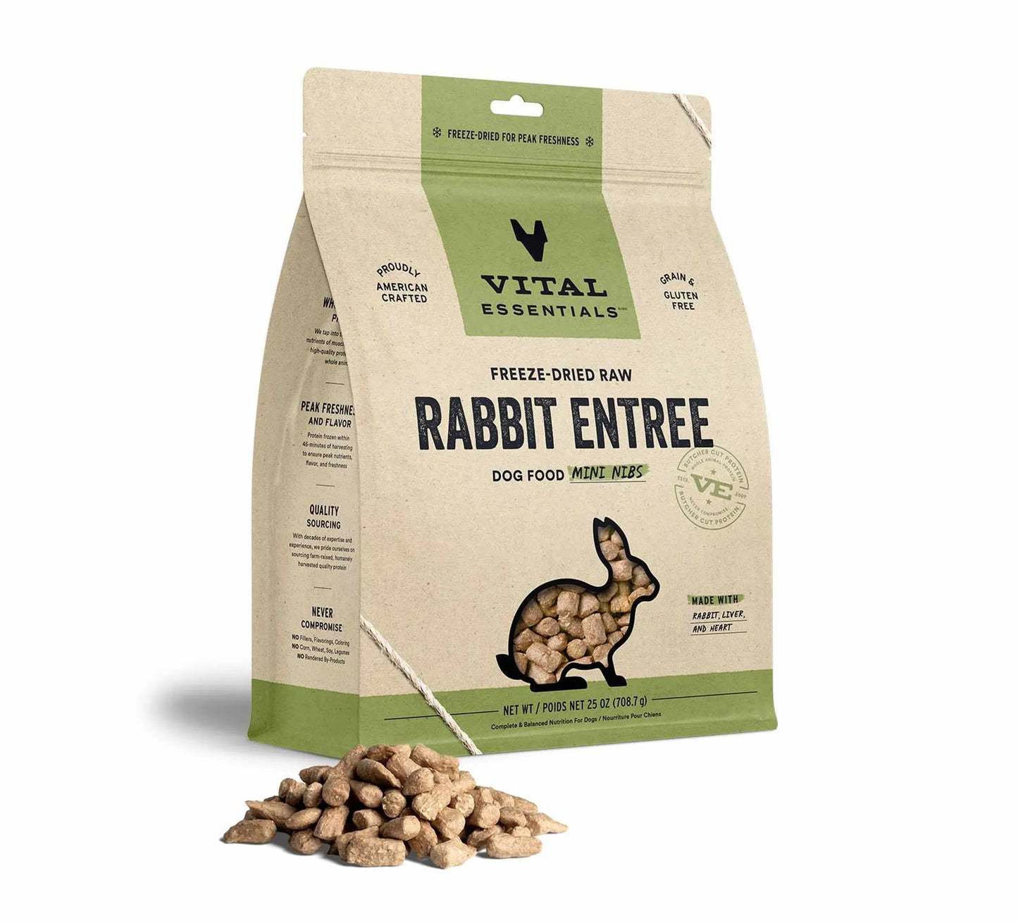 Vital Essentials(R) Freeze - Dried Raw Rabbit Entree Dog Food Mini Nibs, - Everpeakgoods