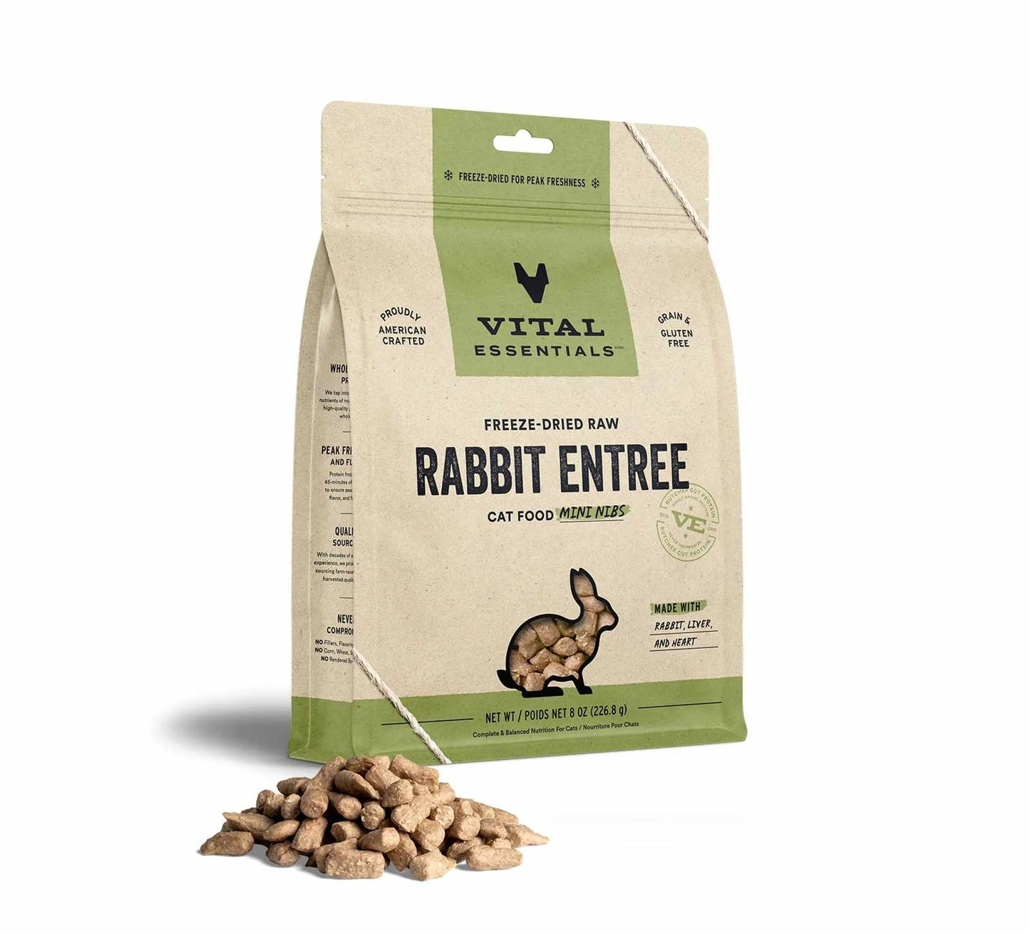 Vital Essentials(R) Freeze - Dried Raw Rabbit Entree Cat Food Mini Nibs - Everpeakgoods