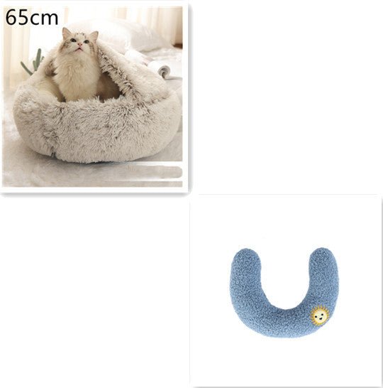 2 In 1 Dog And Cat Bed Pet Winter Bed Round Plush Warm Bed House Soft Long Plush Pets Bed Pet Products - Everpeakgoods