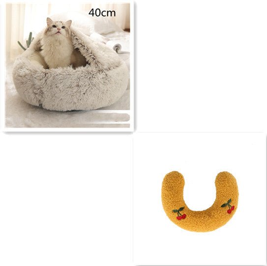 2 In 1 Dog And Cat Bed Pet Winter Bed Round Plush Warm Bed House Soft Long Plush Pets Bed Pet Products - Everpeakgoods