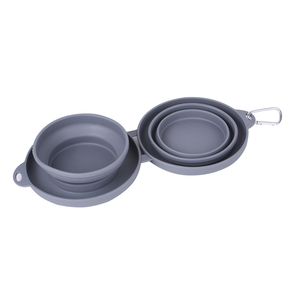 Rubber Foldable Double Bowl Pet Feeding Bowl Pets Supplies Dog Cat Bowls - key words