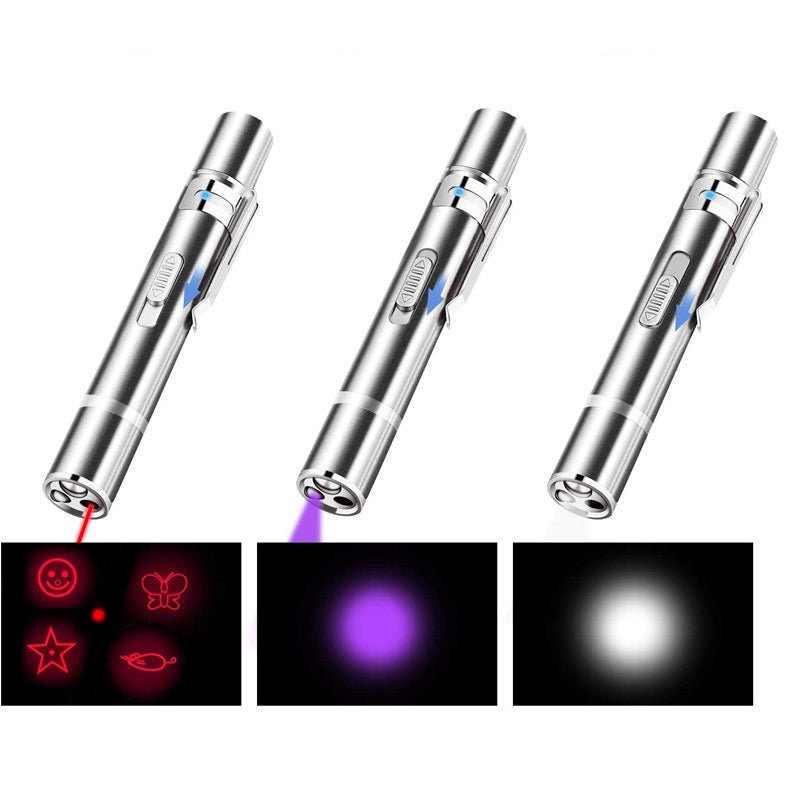 Laser Pointer Cat Toy, Red Dot LED Light Pointer Interactive Toys Indoor Cats Dogs, Long Range 5 Modes Lazer Projection Playpen For Kitten Outdoor Pet Chaser Tease Stick Training Exercise,USB Recharge - key words