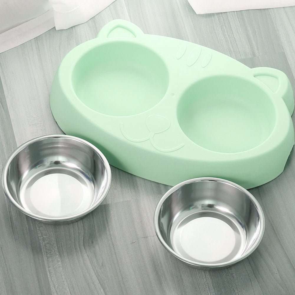 Dog Bowls Double Dog Water And Food Bowls Stainless Steel Bowls With Non-Slip Resin Station, Pet Feeder Bowls For Puppy Medium Dogs Cats - key words