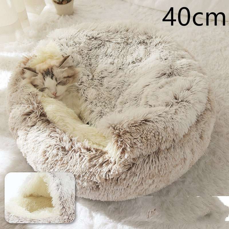 2 In 1 Dog And Cat Bed Pet Winter Bed Round Plush Warm Bed House Soft Long Plush Pets Bed Pet Products - key words