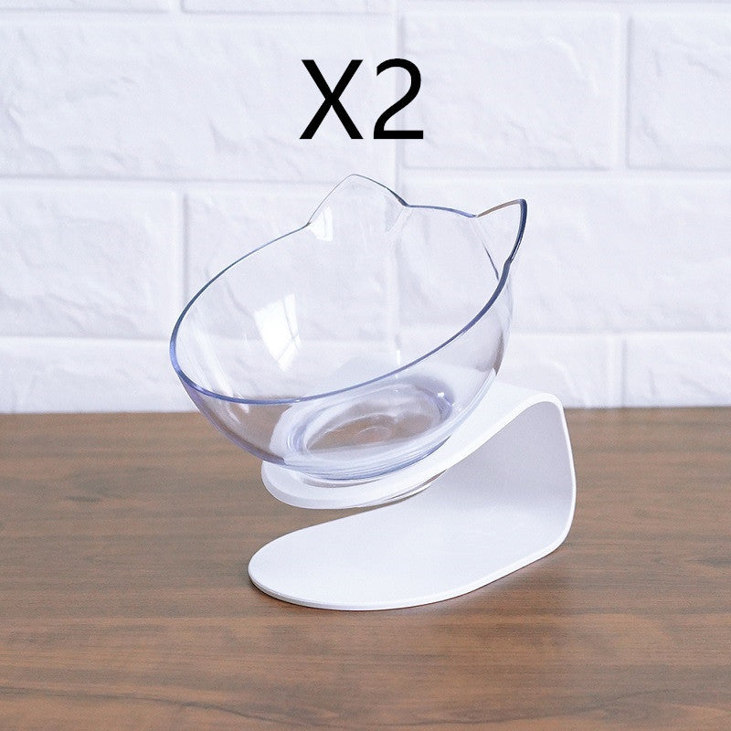 Non Slip Double Cat Bowl With Raised Stand Pet Food Cat Feeder Protect Cervical Vertebra Dog Bowl Transparent Pet Products - key words