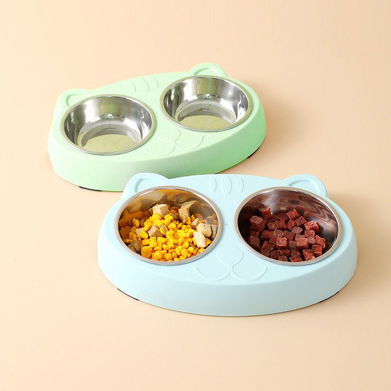 Dog Bowls Double Dog Water And Food Bowls Stainless Steel Bowls With Non-Slip Resin Station, Pet Feeder Bowls For Puppy Medium Dogs Cats - key words