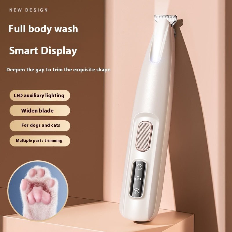 Pets Dog Paw Trimmer With LED Light Fully Waterproof Pet Hair Trimmer With LED Display Dog Clippers For Grooming Widen Blade - key words