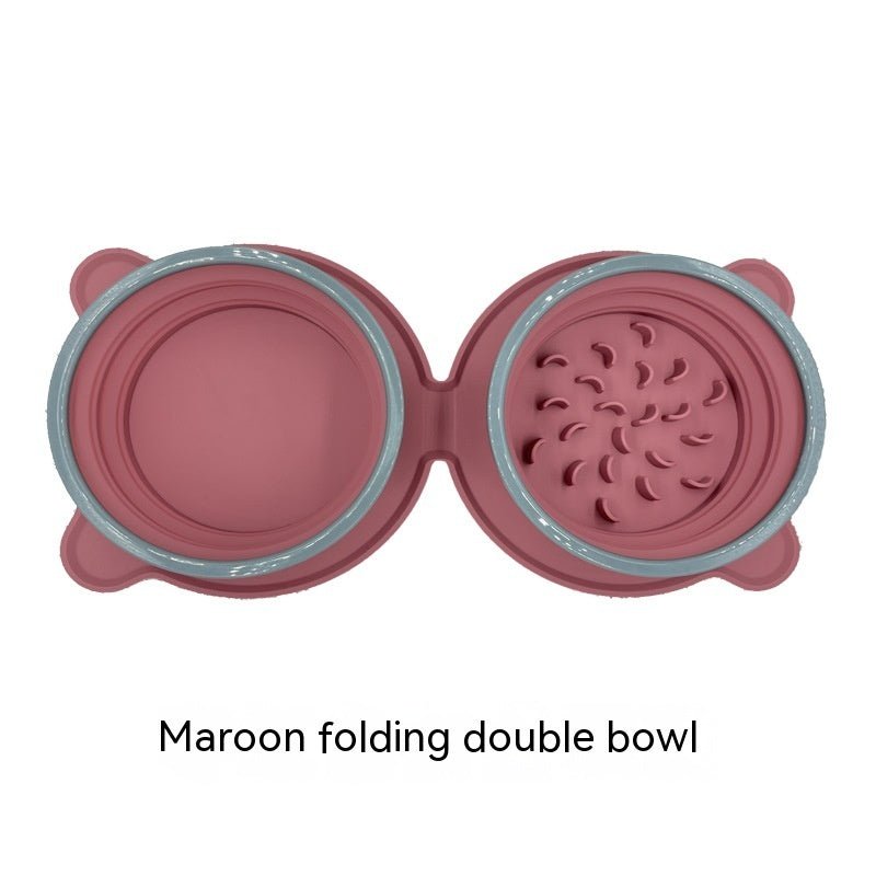 Portable Silicone Double Dog Food Bowls Foldable Non-Slip Cat Bowl Pet Travel Anti-Choking Feeding Bowl Outdoor - key words