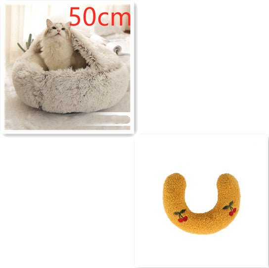 2 In 1 Dog And Cat Bed Pet Winter Bed Round Plush Warm Bed House Soft Long Plush Pets Bed Pet Products - Everpeakgoods
