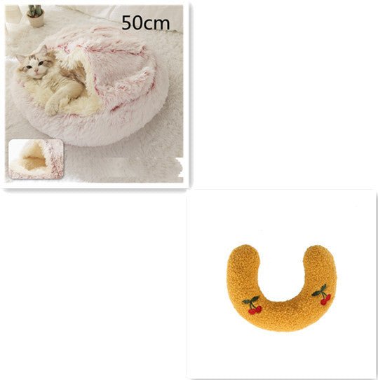 2 In 1 Dog And Cat Bed Pet Winter Bed Round Plush Warm Bed House Soft Long Plush Pets Bed Pet Products - Everpeakgoods