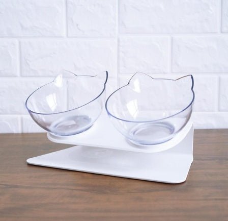New Inclined Food Cat Ear Oblique Mouth Transparent Single Pet Bowl - key words