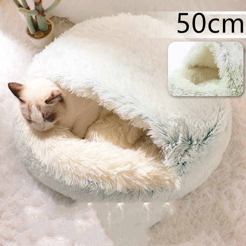2 In 1 Dog And Cat Bed Pet Winter Bed Round Plush Warm Bed House Soft Long Plush Pets Bed Pet Products - Everpeakgoods