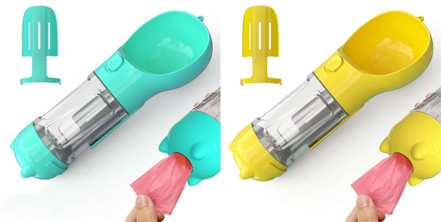 Pet Water Bottle Feeder Bowl Garbage Bag Storage Portable Pet Outdoor Travel 3 In 1 Dog Water Bottle - key words