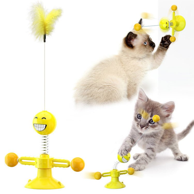 Cat Rotating Windmill Multi-Function Toys Itch Scratching Device Teeth Shining Toy - key words
