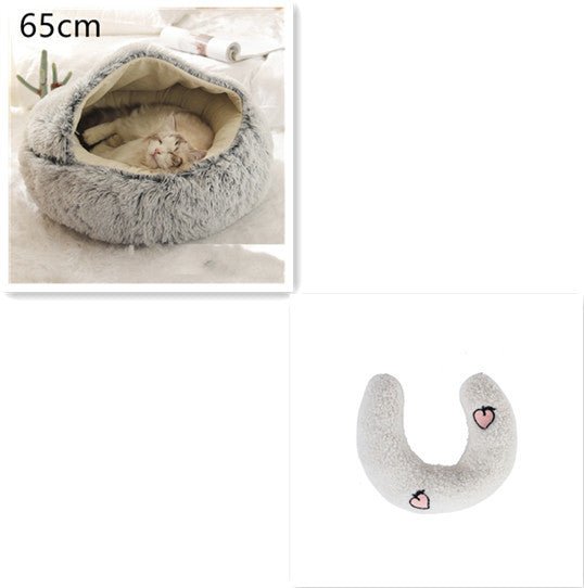 2 In 1 Dog And Cat Bed Pet Winter Bed Round Plush Warm Bed House Soft Long Plush Pets Bed Pet Products - Everpeakgoods