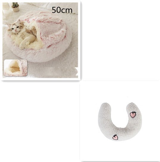 2 In 1 Dog And Cat Bed Pet Winter Bed Round Plush Warm Bed House Soft Long Plush Pets Bed Pet Products - Everpeakgoods