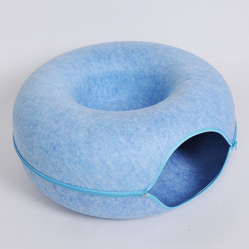 Four Seasons Available Cat Nest Round Woolen Felt Pet Dual-use Cat Nest Tunnel Interactive Training Toy Grey Felt Cat Nest - key words