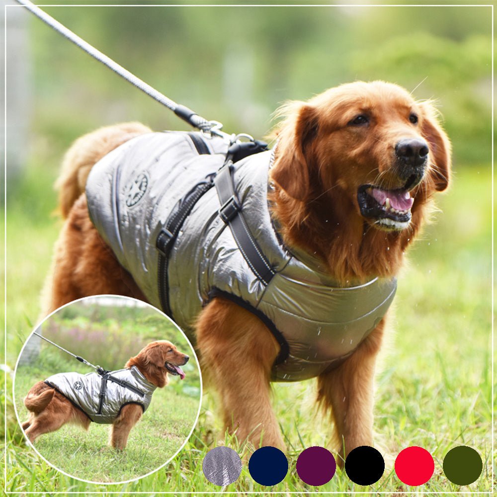 Waterproof Dog Clothes Winter Dog Coat With Harness Warm Pet Clothing Big Dog Jacket Chihuahua Labrador Coat Costume - key words
