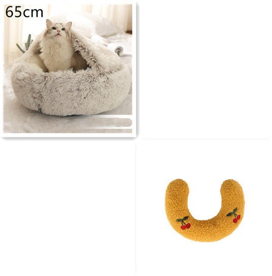 2 In 1 Dog And Cat Bed Pet Winter Bed Round Plush Warm Bed House Soft Long Plush Pets Bed Pet Products - Everpeakgoods