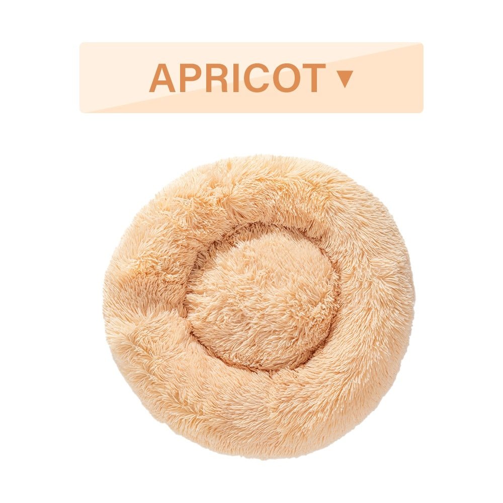 Fluffy Donut Dog Bed Warm Soft Long Plush Pet Cushion Dog House Cat Bed Washable Pet Sofa Mat Calming Samll Large Dog Beds - key words