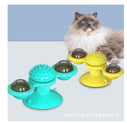 Cat Rotating Windmill Multi-Function Toys Itch Scratching Device Teeth Shining Toy - key words