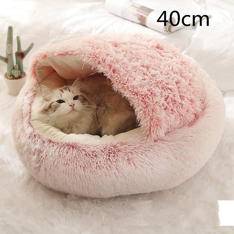 2 In 1 Dog And Cat Bed Pet Winter Bed Round Plush Warm Bed House Soft Long Plush Pets Bed Pet Products - Everpeakgoods