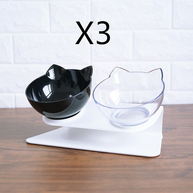 Non Slip Double Cat Bowl With Raised Stand Pet Food Cat Feeder Protect Cervical Vertebra Dog Bowl Transparent Pet Products - key words