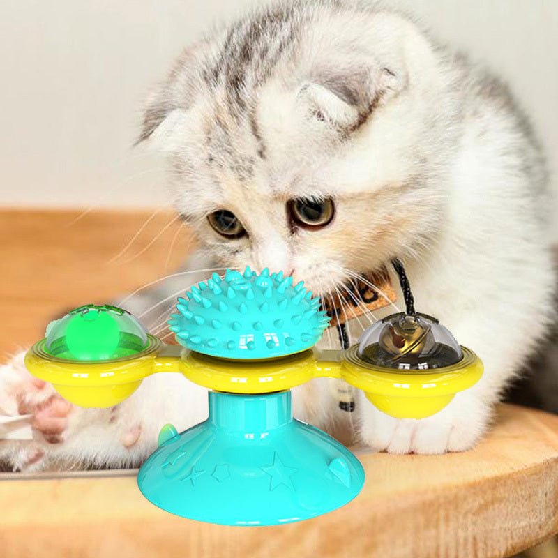 Cat Rotating Windmill Multi-Function Toys Itch Scratching Device Teeth Shining Toy - key words