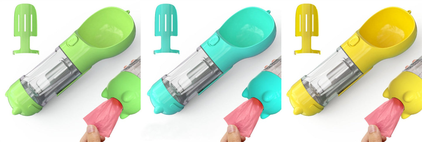 Pet Water Bottle Feeder Bowl Garbage Bag Storage Portable Pet Outdoor Travel 3 In 1 Dog Water Bottle - key words