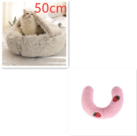 2 In 1 Dog And Cat Bed Pet Winter Bed Round Plush Warm Bed House Soft Long Plush Pets Bed Pet Products - Everpeakgoods