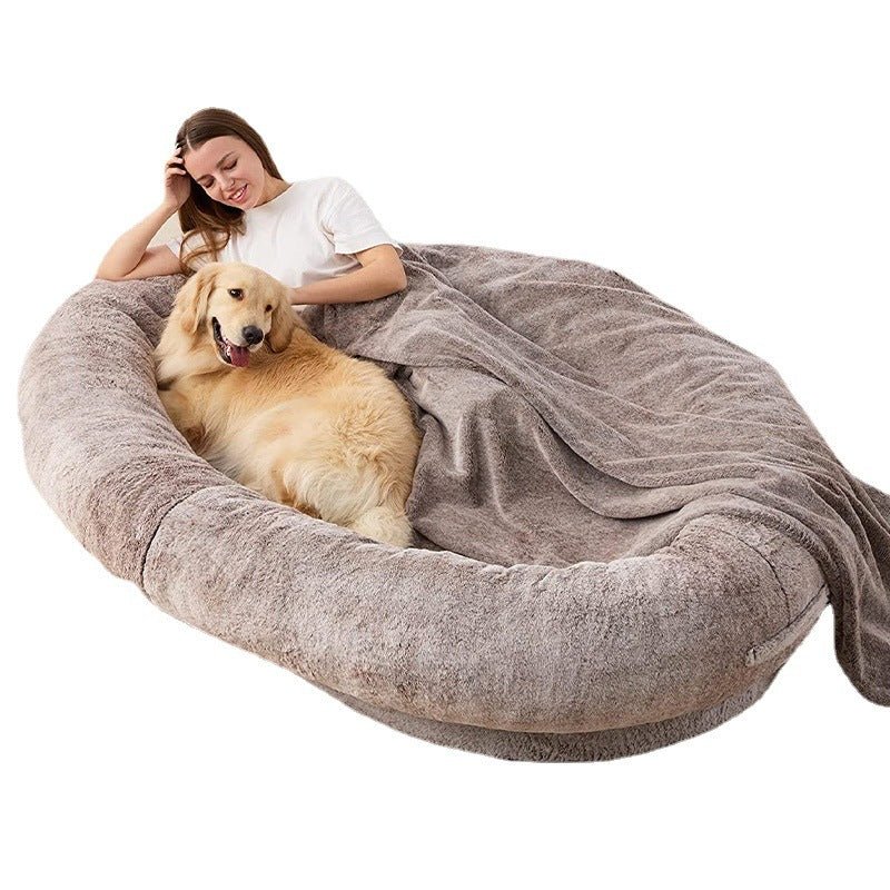 Large Human Short Plush Dog Bed - key words