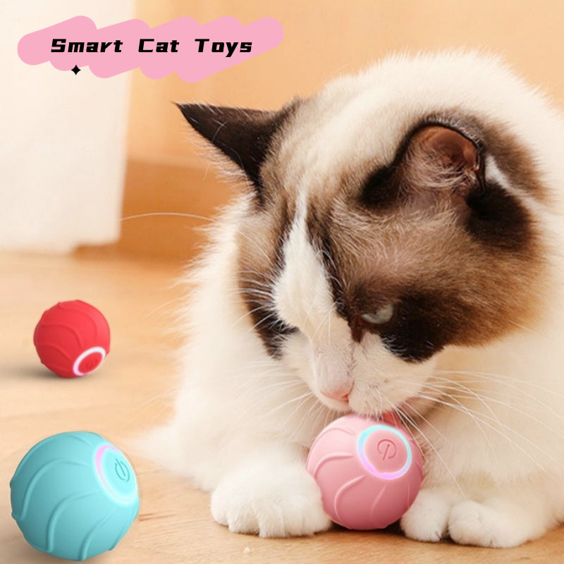 Smart Cat Toys Rolling Ball Pet Cat Owner Interactive Pets Toys Automatic Bouncing Ball USB Self Hi Teasing Kittens Jumping Ball - key words