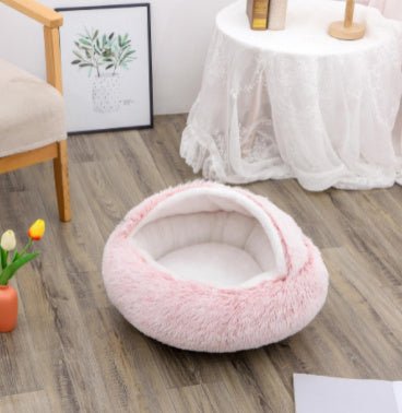 2 In 1 Dog And Cat Bed Pet Winter Bed Round Plush Warm Bed House Soft Long Plush Pets Bed Pet Products - Everpeakgoods