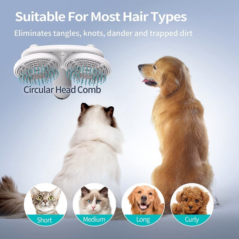 Pet Cat Brush Dog Slicker Brush Double-headed Negative Ion One-button Self Cleaning Dog Cat Hair Removal Pets Products - key words