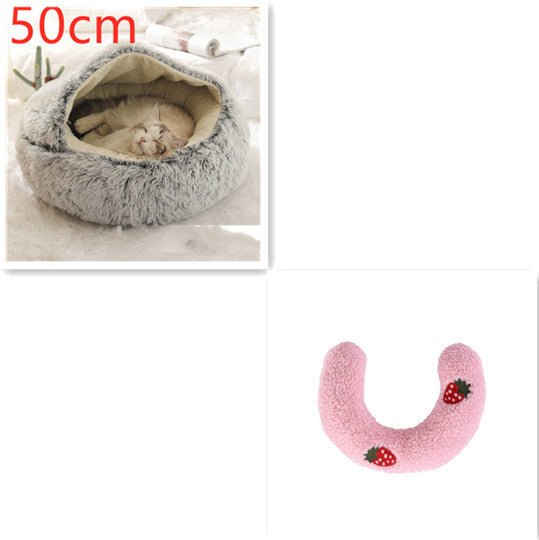 2 In 1 Dog And Cat Bed Pet Winter Bed Round Plush Warm Bed House Soft Long Plush Pets Bed Pet Products - Everpeakgoods