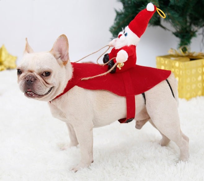 Dog Christmas Clothes Santa Claus Riding Deer - key words