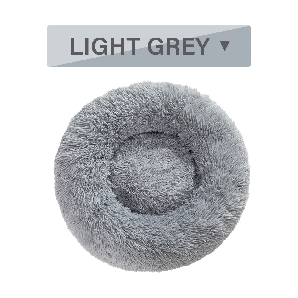 Fluffy Donut Dog Bed Warm Soft Long Plush Pet Cushion Dog House Cat Bed Washable Pet Sofa Mat Calming Samll Large Dog Beds - key words