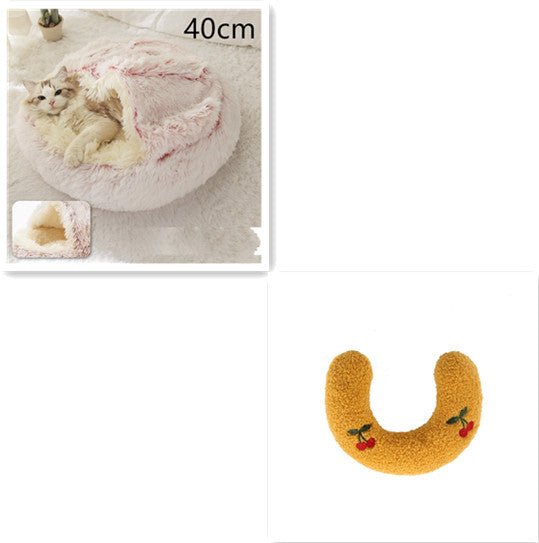 2 In 1 Dog And Cat Bed Pet Winter Bed Round Plush Warm Bed House Soft Long Plush Pets Bed Pet Products - Everpeakgoods