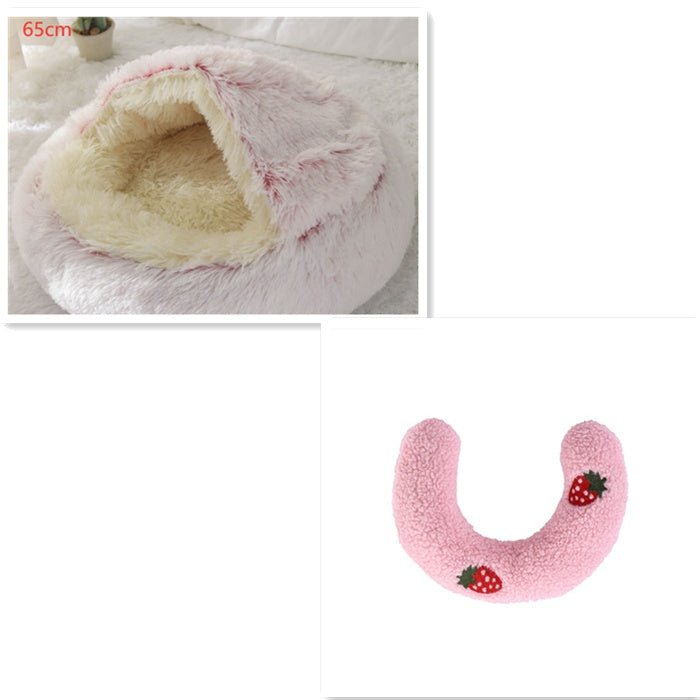 2 In 1 Dog And Cat Bed Pet Winter Bed Round Plush Warm Bed House Soft Long Plush Pets Bed Pet Products - Everpeakgoods