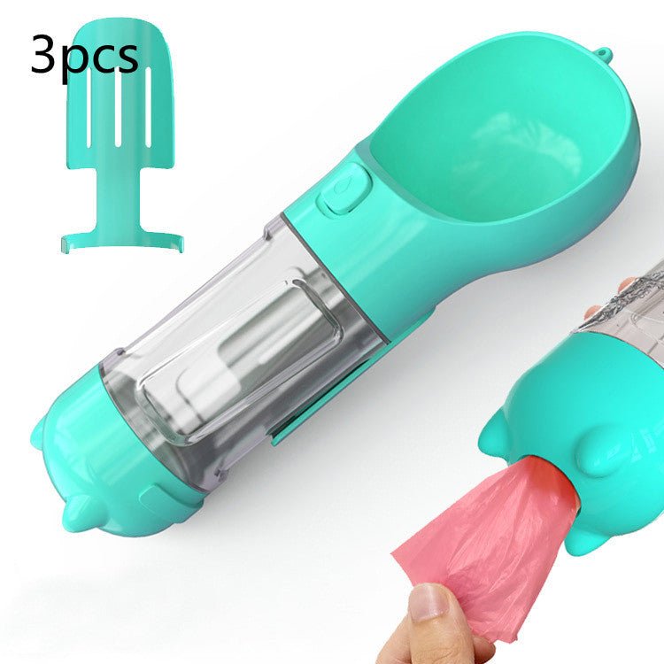 Pet Water Bottle Feeder Bowl Garbage Bag Storage Portable Pet Outdoor Travel 3 In 1 Dog Water Bottle - key words