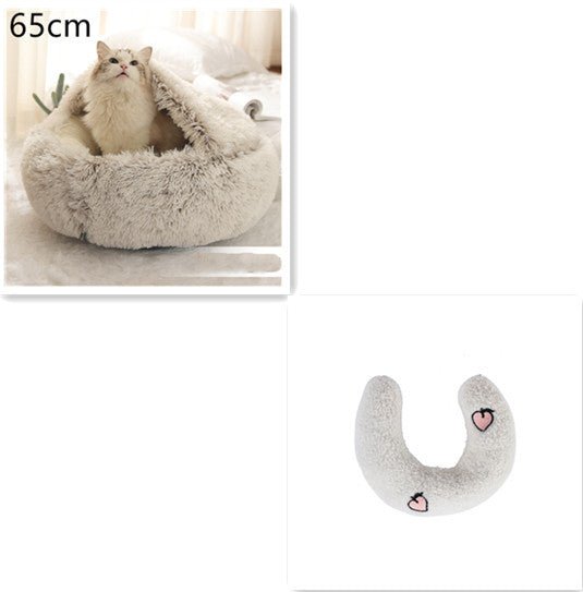2 In 1 Dog And Cat Bed Pet Winter Bed Round Plush Warm Bed House Soft Long Plush Pets Bed Pet Products - Everpeakgoods