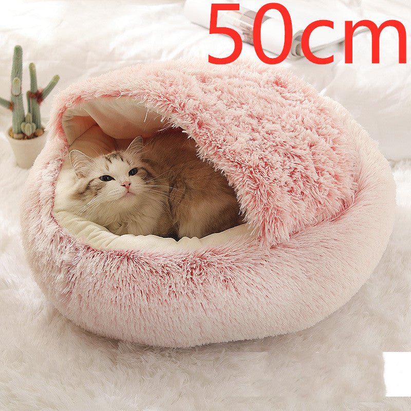 2 In 1 Dog And Cat Bed Pet Winter Bed Round Plush Warm Bed House Soft Long Plush Pets Bed Pet Products - Everpeakgoods