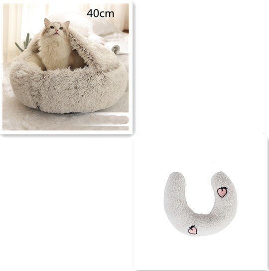 2 In 1 Dog And Cat Bed Pet Winter Bed Round Plush Warm Bed House Soft Long Plush Pets Bed Pet Products - Everpeakgoods