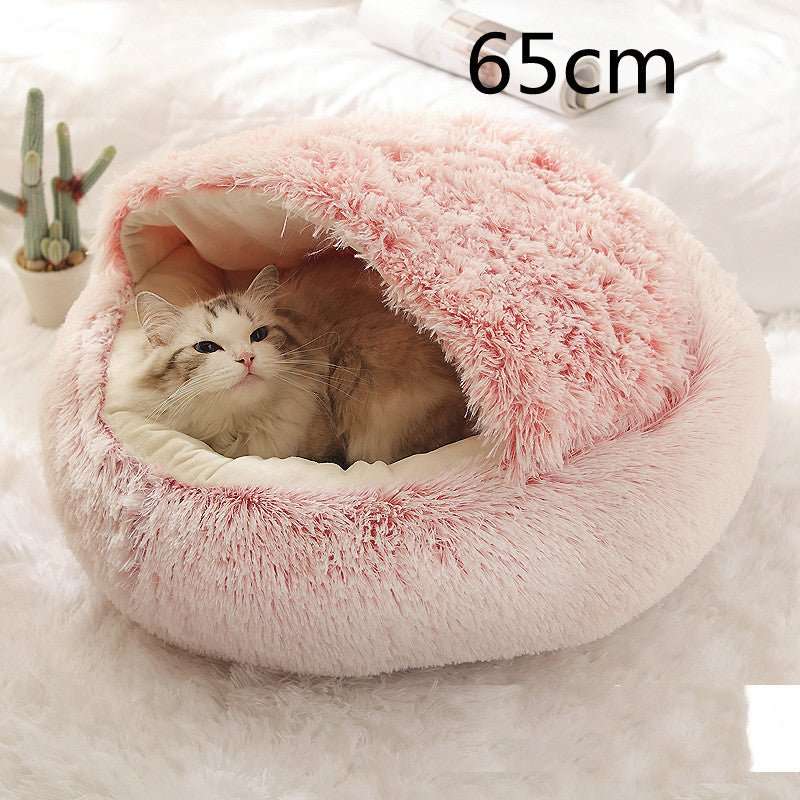 2 In 1 Dog And Cat Bed Pet Winter Bed Round Plush Warm Bed House Soft Long Plush Pets Bed Pet Products - key words