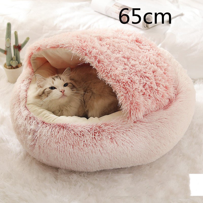 2 In 1 Dog And Cat Bed Pet Winter Bed Round Plush Warm Bed House Soft Long Plush Pets Bed Pet Products - Everpeakgoods