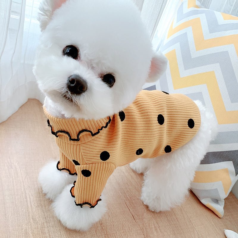 Dot turtleneck dog bottoming shirt - key words