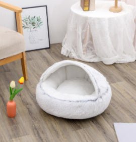 2 In 1 Dog And Cat Bed Pet Winter Bed Round Plush Warm Bed House Soft Long Plush Pets Bed Pet Products - Everpeakgoods