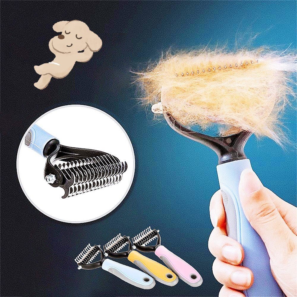 Stainless Double-sided Pet Brush Hair Removal Comb Grooming Dematting Dog Grooming Shedding Tools - key words